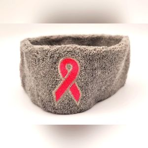 Lot of 12 Gray Breast Cancer Awareness Ribbon Embroidery Headbands